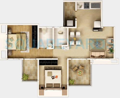 Floor plan of 2 BHK Apartment - 464 sq. ft. in Majestique Landmark Vanalika, Pune