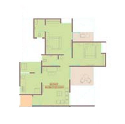 Floor plan of 2 BHK 450 Sq. Ft. Apartment in Majestique Manhattan E F, Pune