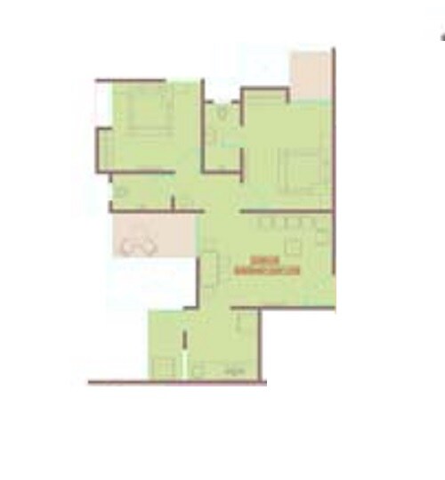 Floor plan of 2 BHK 615 Sq. Ft. Apartment in Majestique Manhattan H Building, Pune