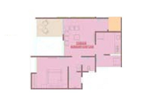 Floor plan of 1 BHK 314 Sq. Ft. Apartment in Majestique Manhattan Phase 2, Pune