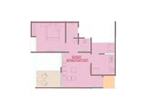 Floor plan of 1 BHK 330 Sq. Ft. Apartment in Majestique Manhattan Phase 2, Pune