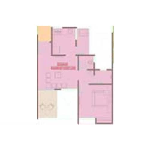 Floor plan of 1 BHK 345 Sq. Ft. Apartment in Majestique Manhattan Phase 2, Pune