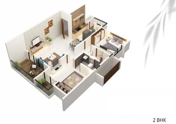 Floor plan of 2 BHK 804 Sq. Ft. Apartment in Majestique Memories, Pune