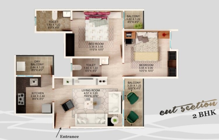 majestique nest building b apartment 2 bhk 510sqft 20245426155442