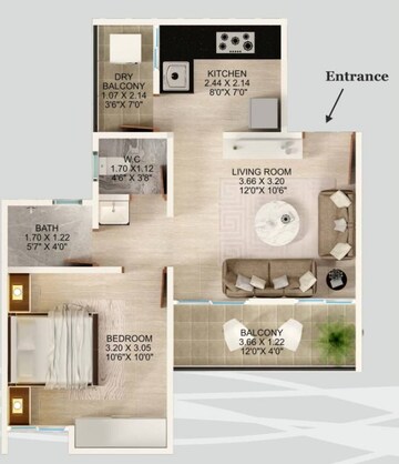 1 BHK Apartment at Majestique Nest Building D, Fursungi – for Rent