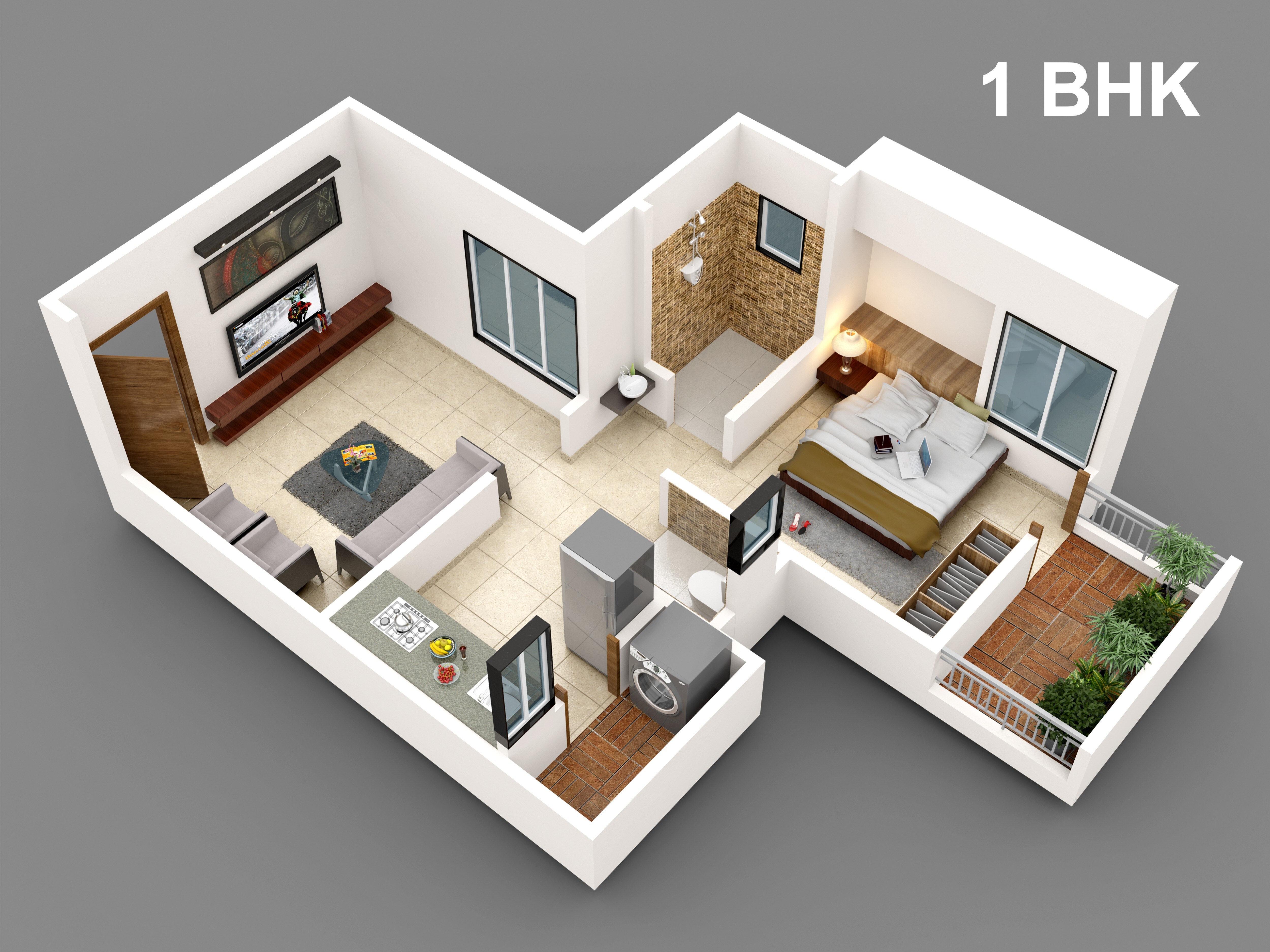 Floor plan of 1 BHK 412 Sq. Ft. Apartment in Majestique Oasis, Pune