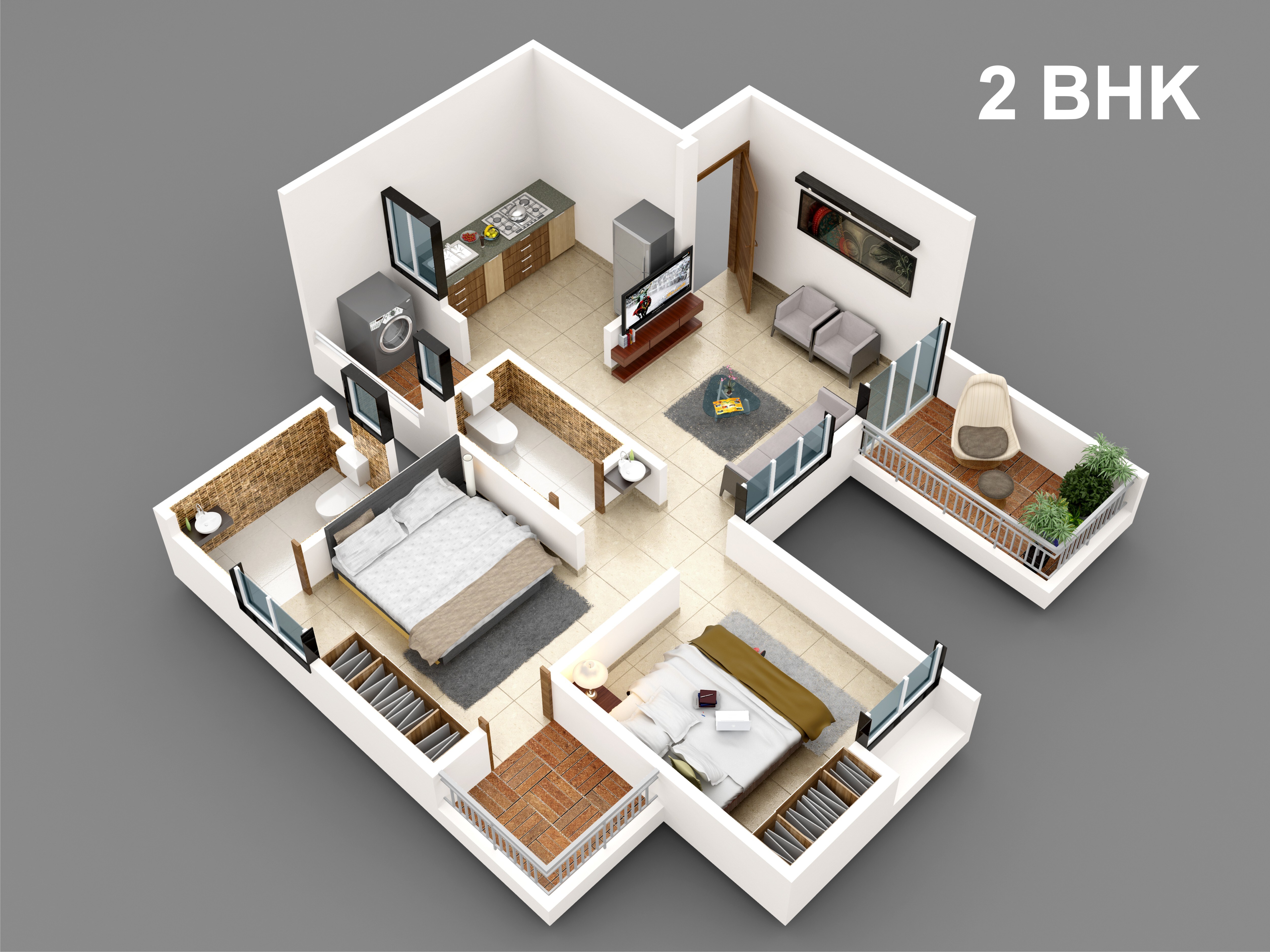 Floor plan of 2 BHK 563 Sq. Ft. Apartment in Majestique Oasis, Pune