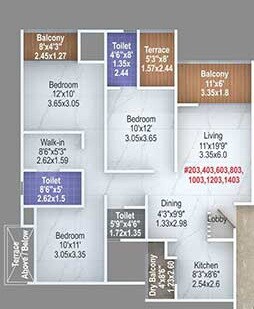 Floor plan of 2 BHK 670 Sq. Ft. Apartment in Majestique Signature Towers Phase 1, Pune