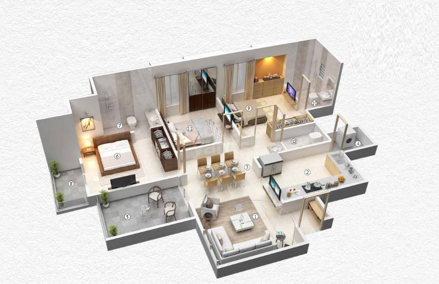 3 BHK 771 Sq. Ft. Apartment