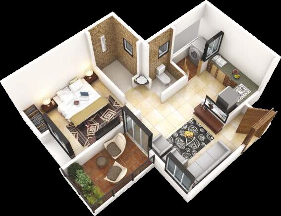 Floor plan of 1 BHK 299 Sq. Ft. Apartment in Majestique Venice, Pune