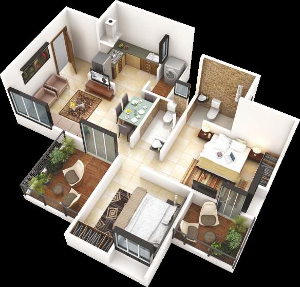 Floor plan of 2 BHK 422 Sq. Ft. Apartment in Majestique Venice, Pune