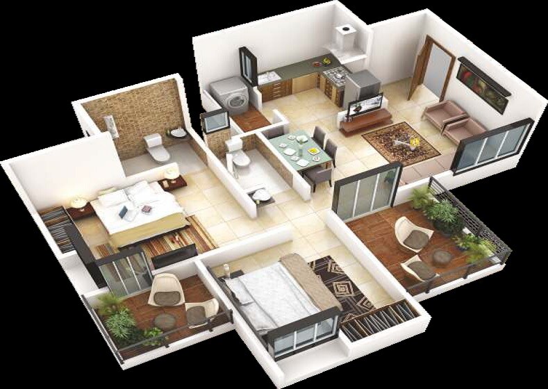 Floor plan of 2 BHK 592 Sq. Ft. Apartment in Majestique Venice, Pune