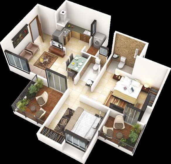 Floor plan of 2 BHK 432 Sq. Ft. Apartment in Majestique Venice Building D Wing A, Pune