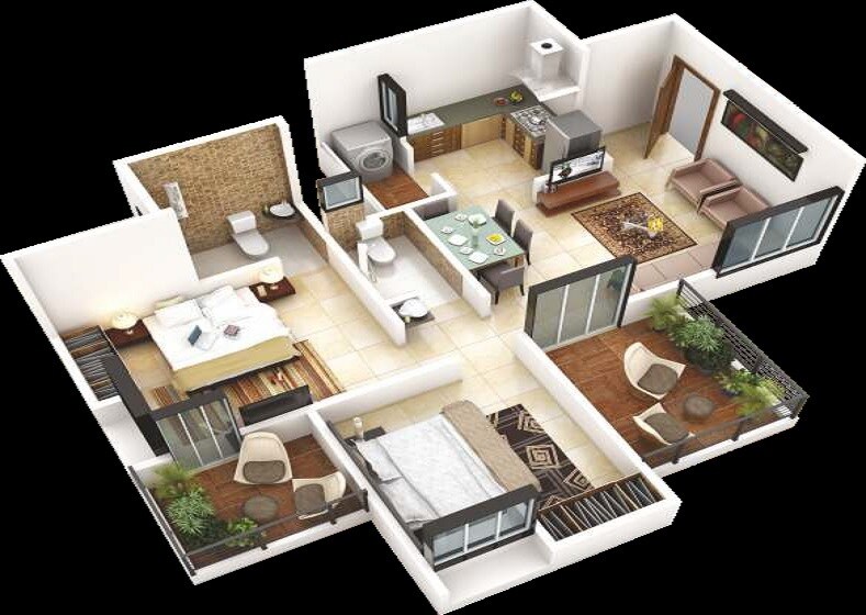Floor plan of 2 BHK 532 Sq. Ft. Apartment in Majestique Venice Building D Wing A, Pune