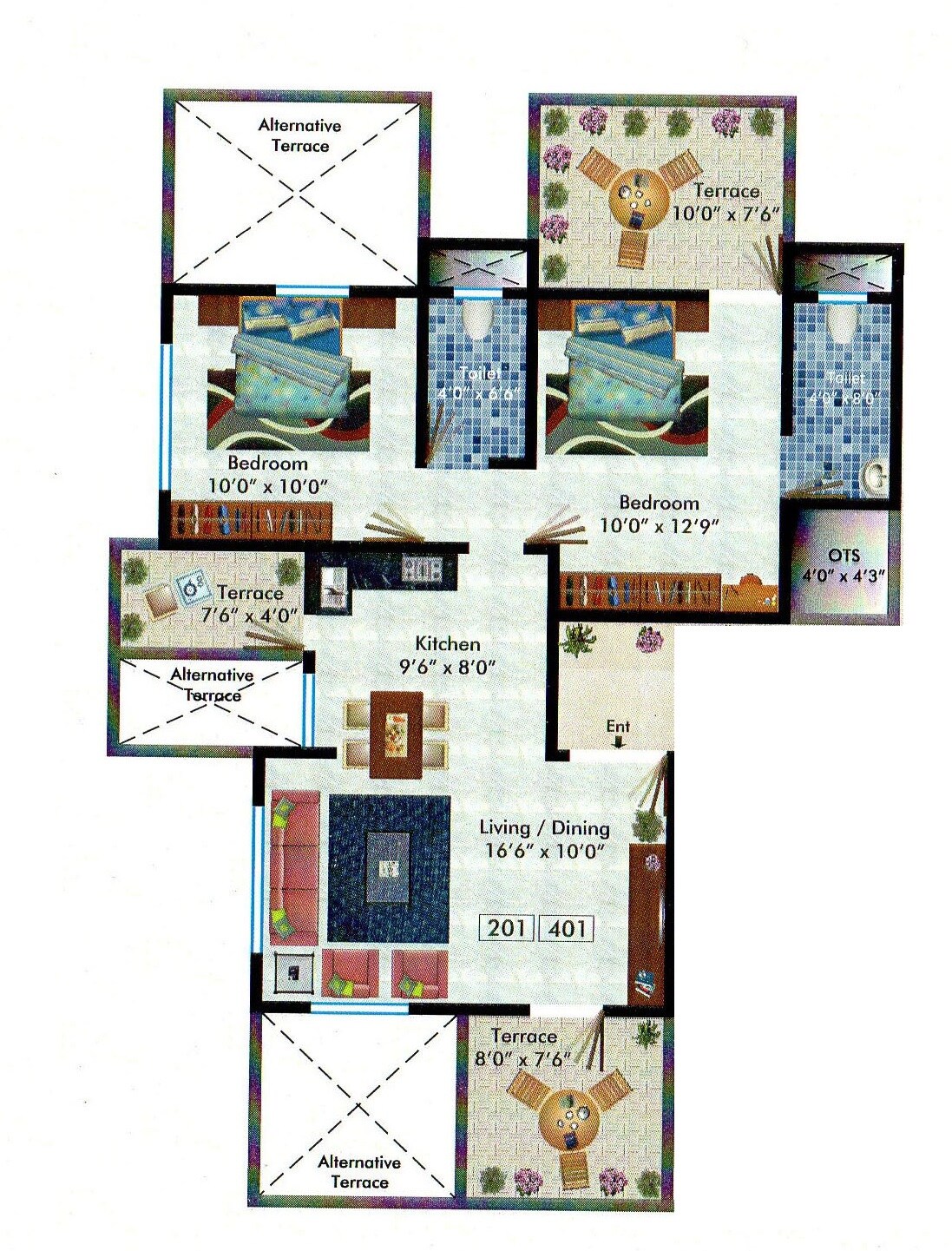 Floor plan of 2 BHK 700 Sq. Ft. Apartment in MAK Aakar Enclave, Pune