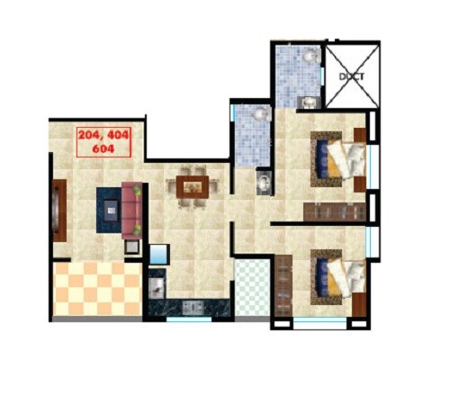 2 BHK 706 Sq. Ft. Apartment