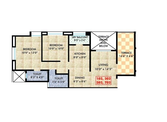 2 BHK 782 Sq. Ft. Apartment