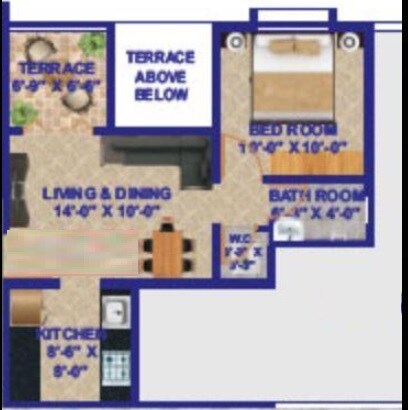 Floor plan of 1 BHK 314 Sq. Ft. Apartment in Mak Snehangan Residency, Pune
