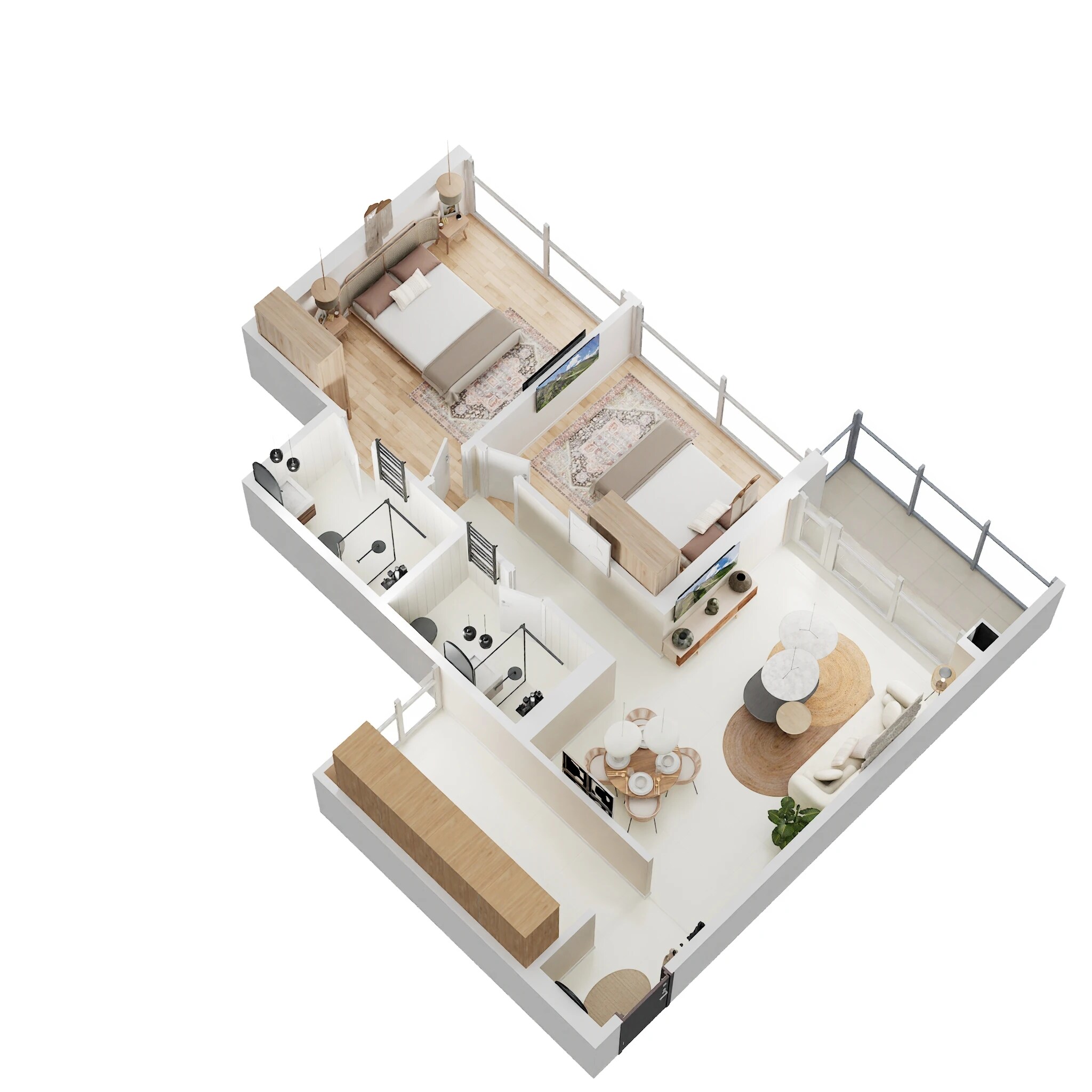 Floor plan of 2 BHK Apartment - 705 sq. ft. in Kumar Magna City, Pune