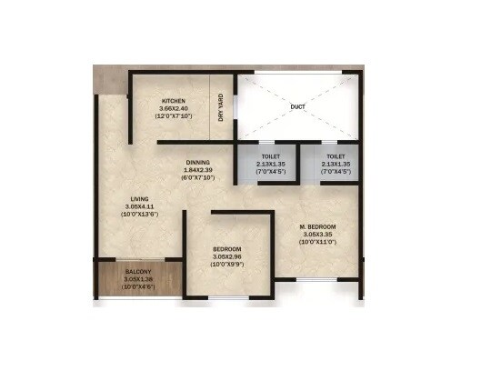 2 BHK 620 Sq. Ft. Apartment