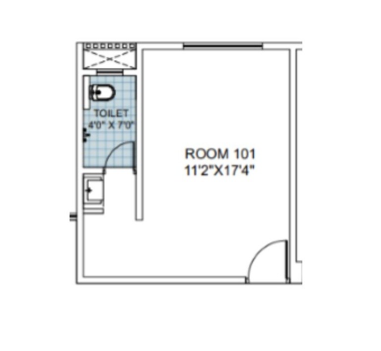 Floor plan of 255 Sq. Ft. Studio in Manav Silver Cube, Pune