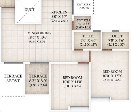 Floor plan of 2 BHK 484 Sq. Ft. Apartment in Manav Wild Woods, Pune