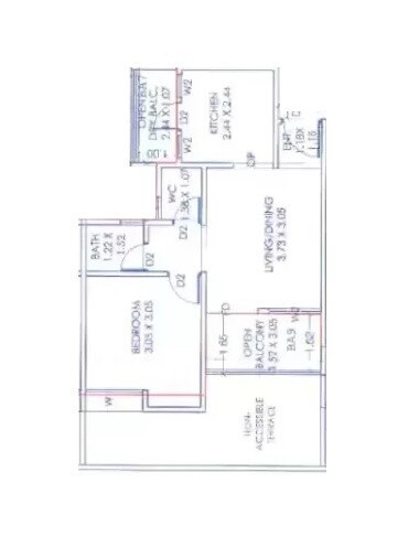 Floor plan of 1 BHK 470 Sq. Ft. Apartment in Mangal Shanti Mansha, Pune