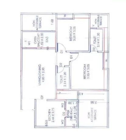 Floor plan of 2 BHK 695 Sq. Ft. Apartment in Mangal Shanti Mansha, Pune