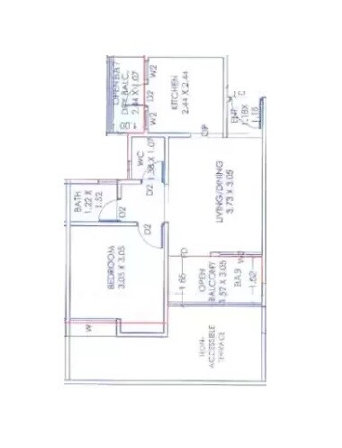 Floor plan of 1 BHK 470 Sq. Ft. Apartment in Mangal Shanti Mansha Phase II, Pune