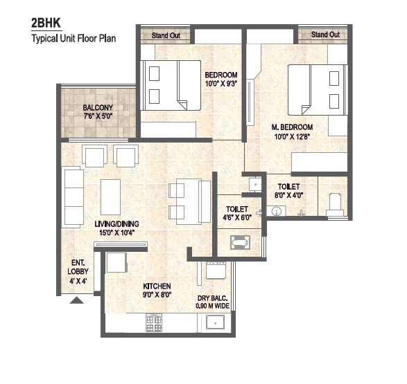 2 BHK 663 Sq. Ft. Apartment