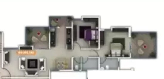 Floor plan of 2 BHK 695 Sq. Ft. Apartment in Mansi Maniratna Complex, Pune