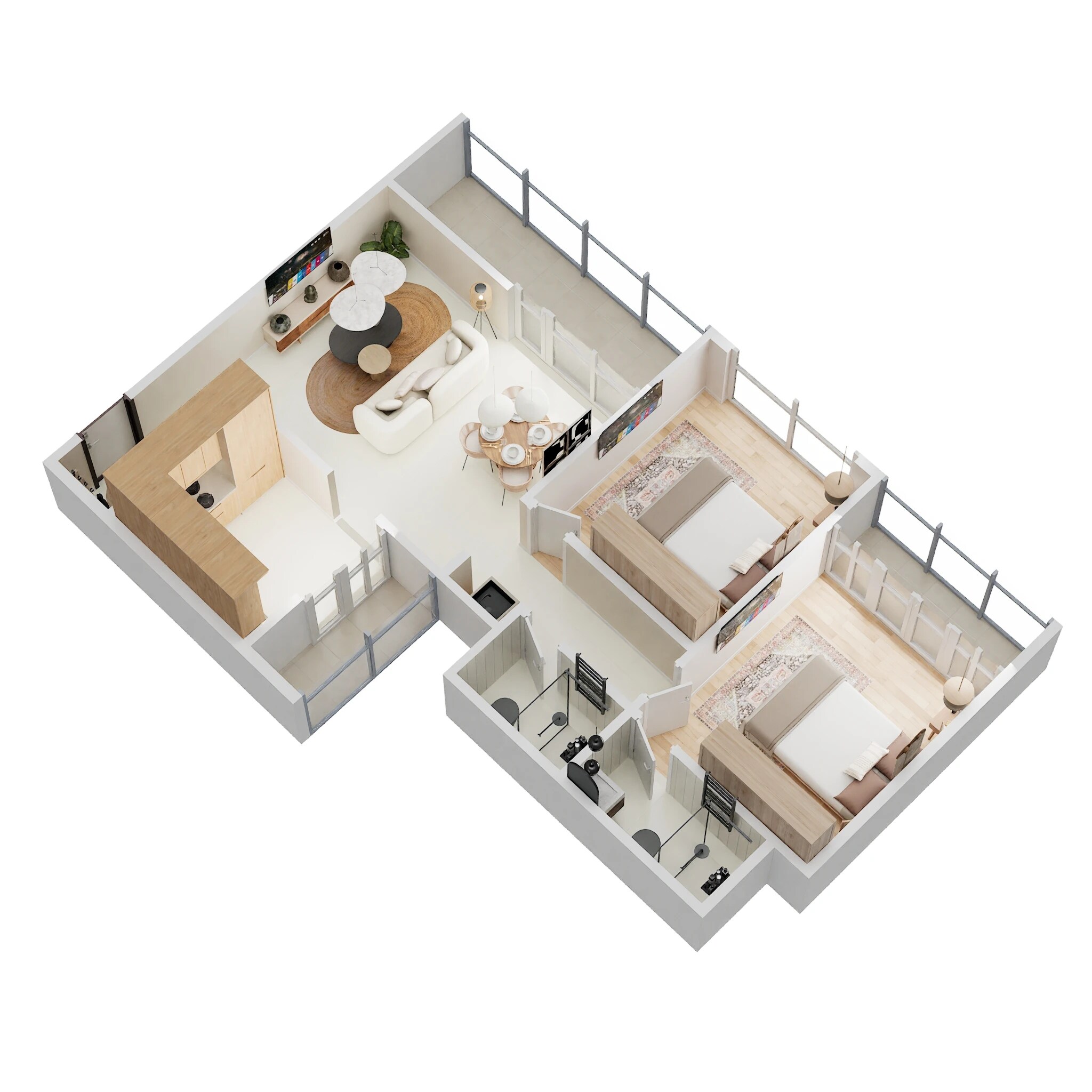 Floor plan of 2 BHK 754 Sq. Ft. Apartment in Mantra 99 Riverfront, Pune