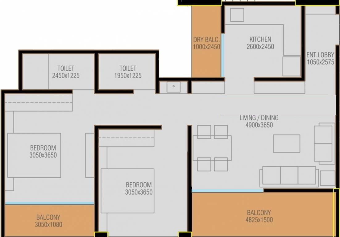 Other, mantra-99-riverfront 2 Bedroom 900 Sq.Ft. Apartment In Baner Pune 8555182