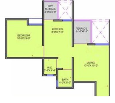 Floor plan of 1 BHK 178 Sq. Ft. Apartment in Mantra City 360, Pune