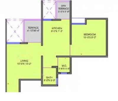 Floor plan of 1 BHK 407 Sq. Ft. Apartment in Mantra City 360, Pune
