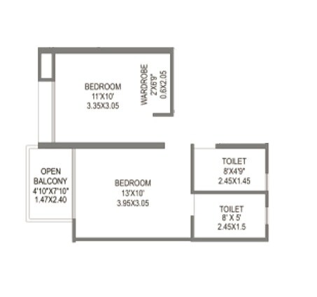 2 BHK 696 Sq. Ft. Apartment