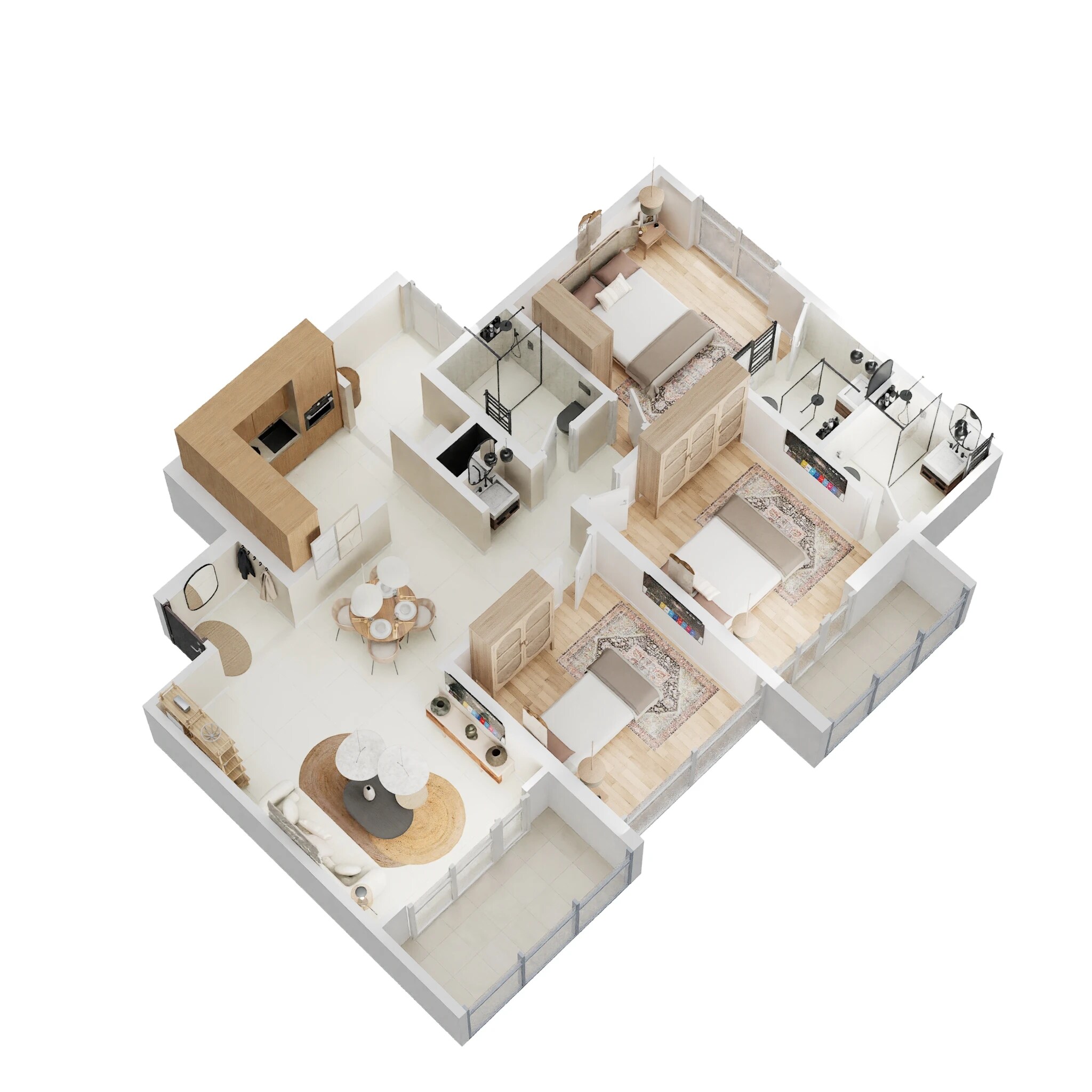 Floor plan of 3 BHK 1055 Sq. Ft. Apartment in Mantra Codename Akurdi, Pune
