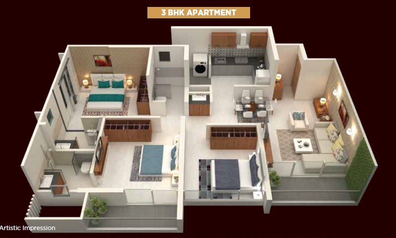 3 BHK 862 Sq. Ft. Apartment