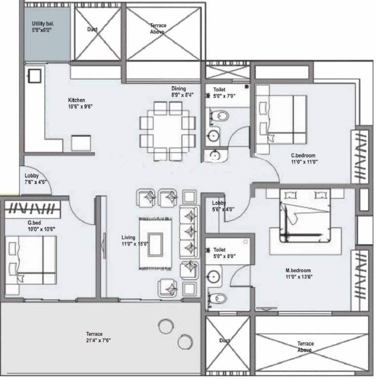 Other, mantra-grandstand-trinity 3 Bedroom 1161 Sq.Ft. Apartment In Kothrud Pune 9331468