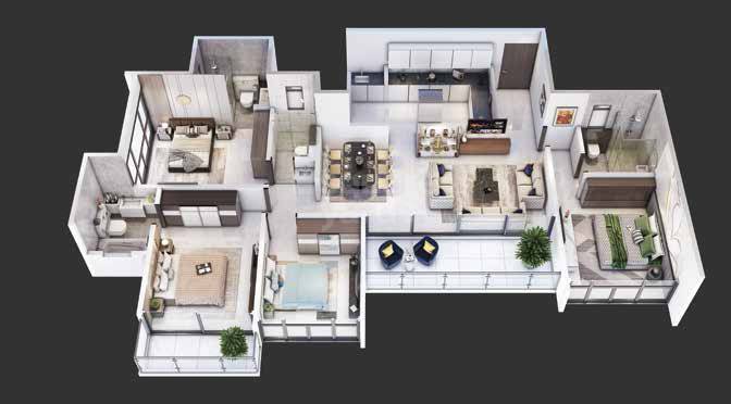 4 BHK 1649 Sq. Ft. Apartment