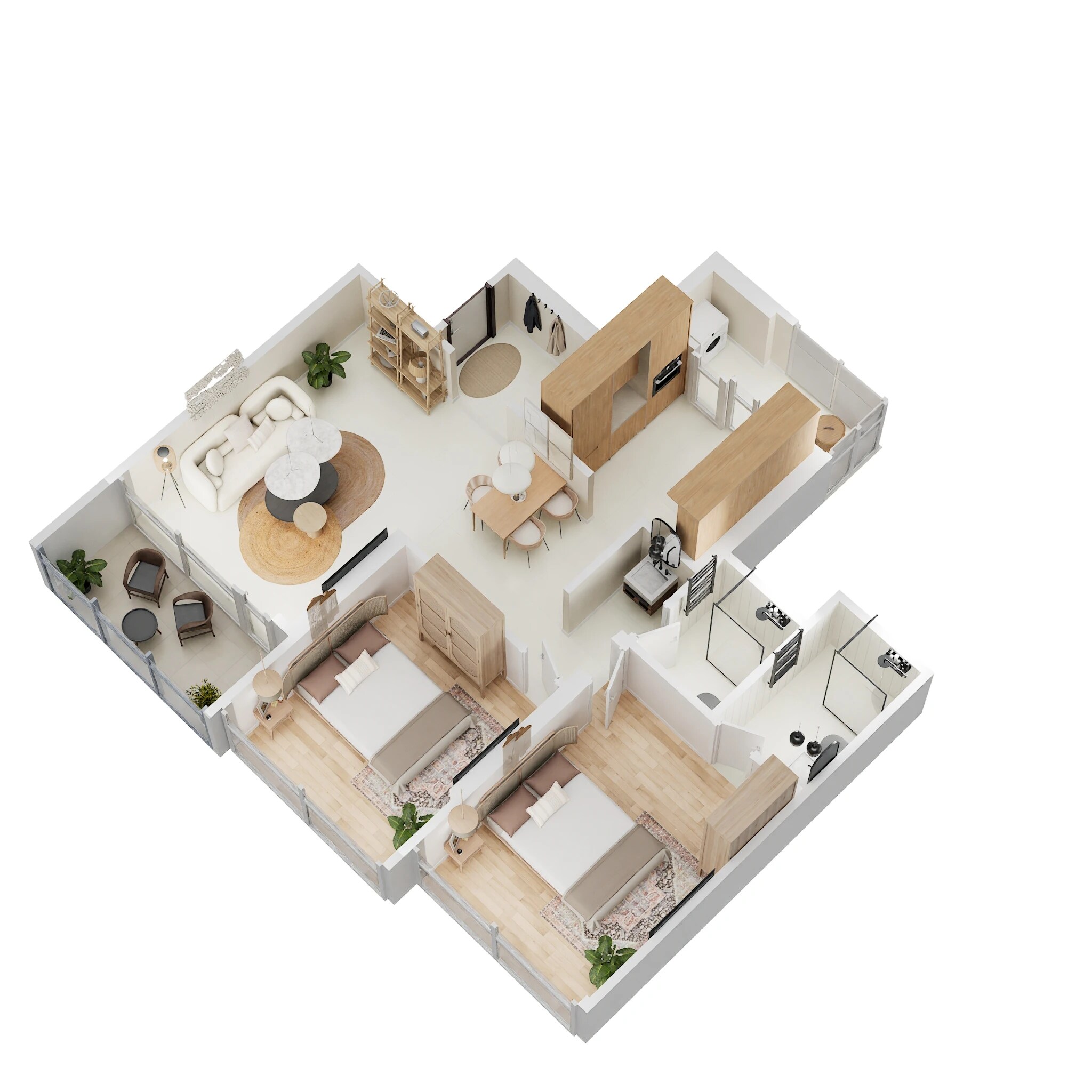 2 BHK 888 Sq. Ft. Apartment