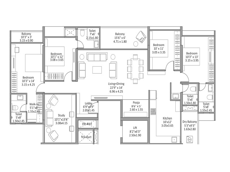 Other, mantra-magnus 4 Bedroom 1738 Sq.Ft. Apartment In Mundhwa Pune 8120919