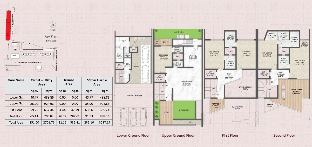 Floor plan of 5 BHK 3037 Sq. Ft. Villa in Mantra Magnus, Pune
