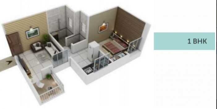 Floor plan of 1 BHK 341 Sq. Ft. Apartment in Mantra Majestique Nakshatra, Pune