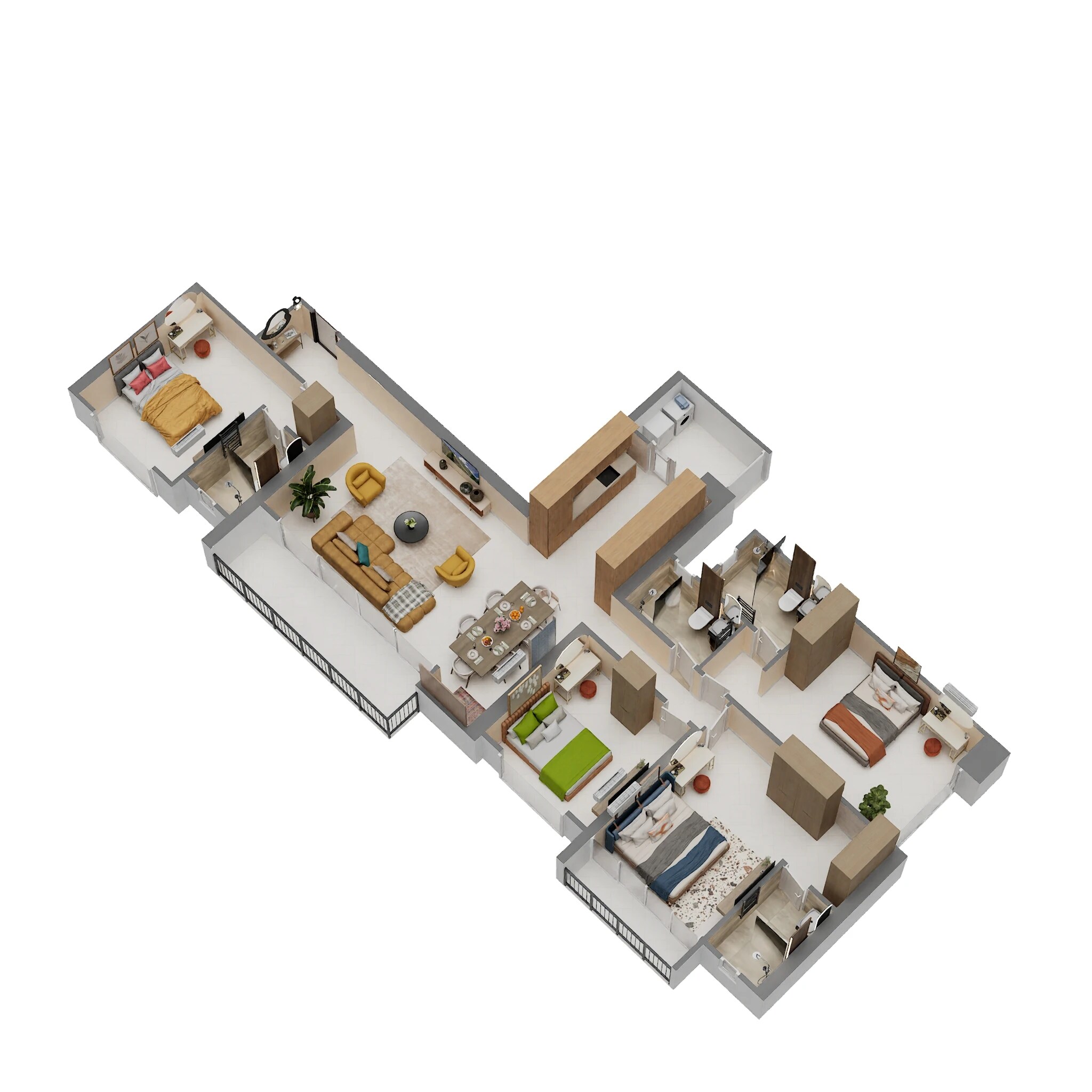 Floor plan of 4 BHK Apartment - 1628 sq. ft. in Mantra Mayfair Residences, Pune