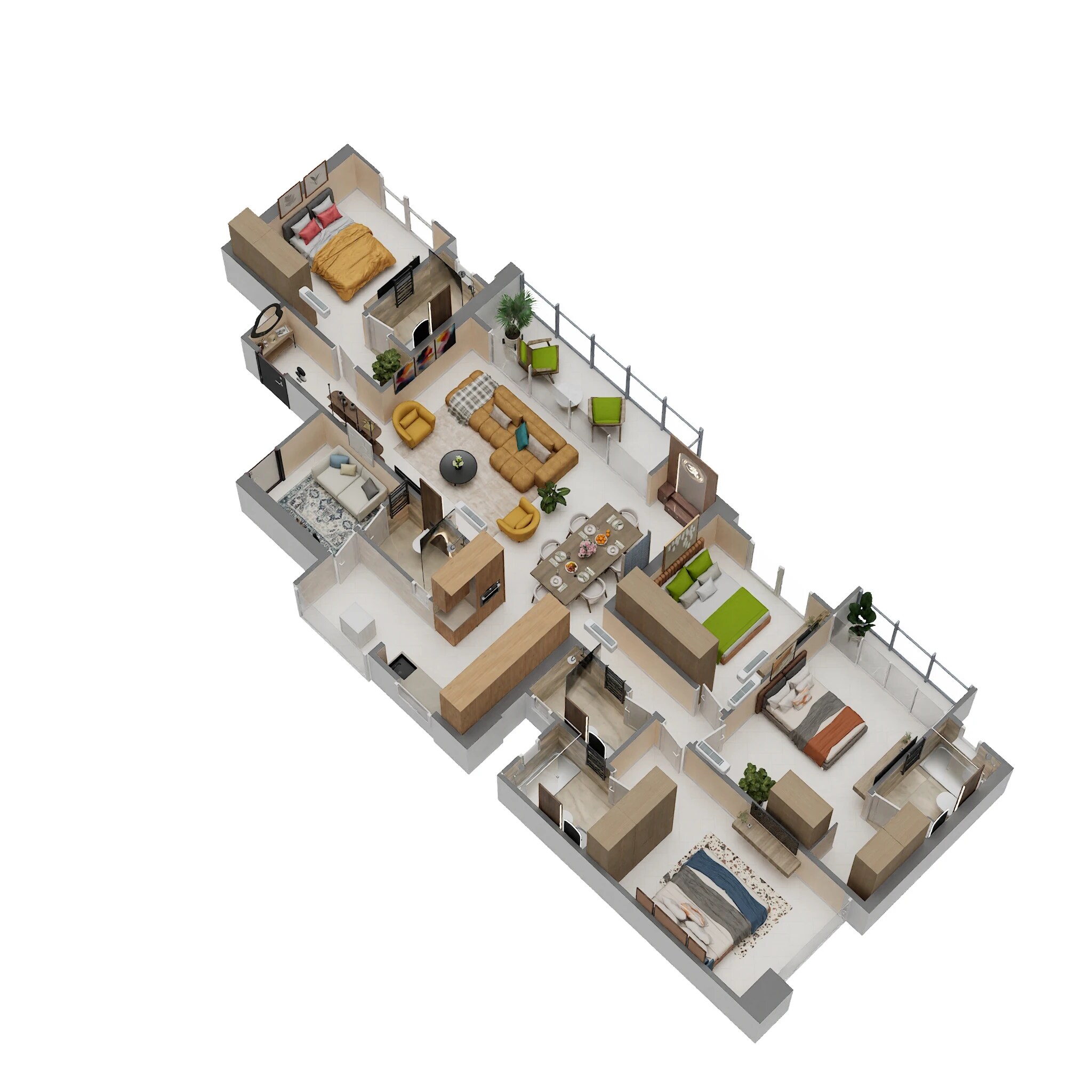 Floor plan of 4 BHK Apartment - 1747 sq. ft. in Mantra Mayfair Residences, Pune