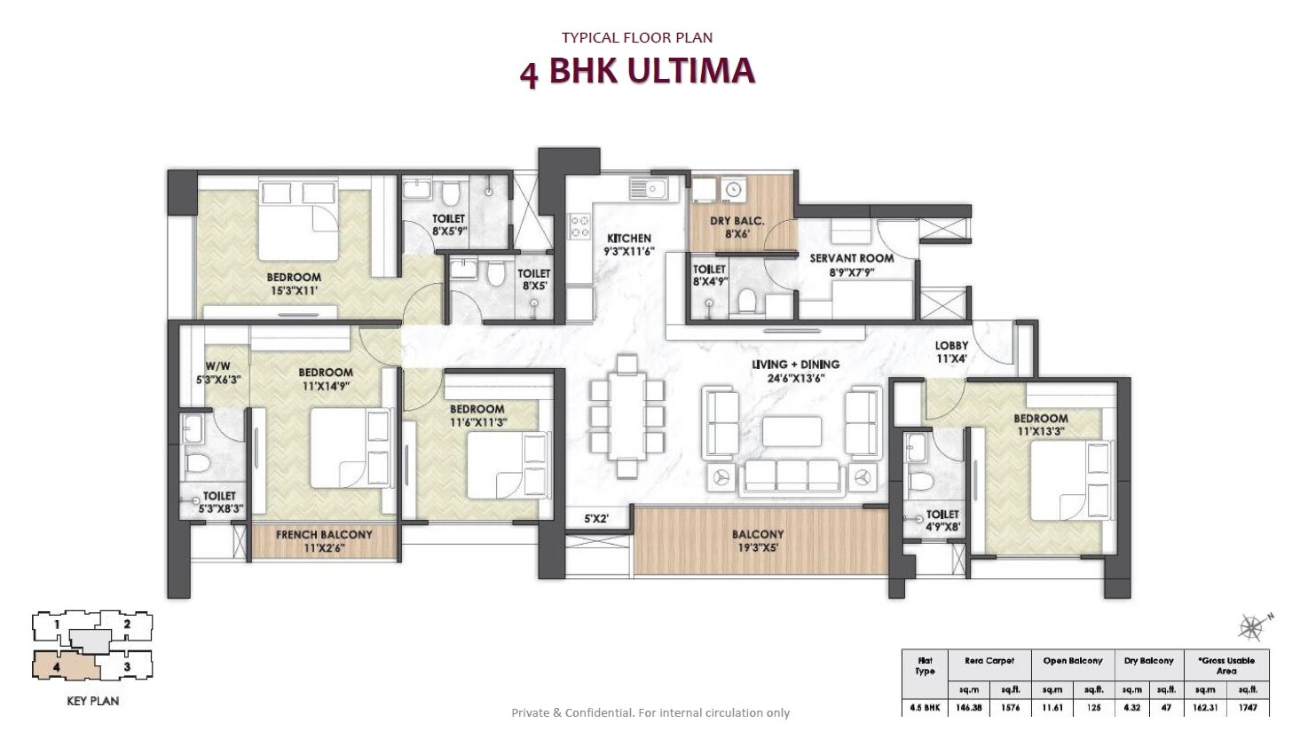 4 BHK 1747 Sq. Ft. Apartment