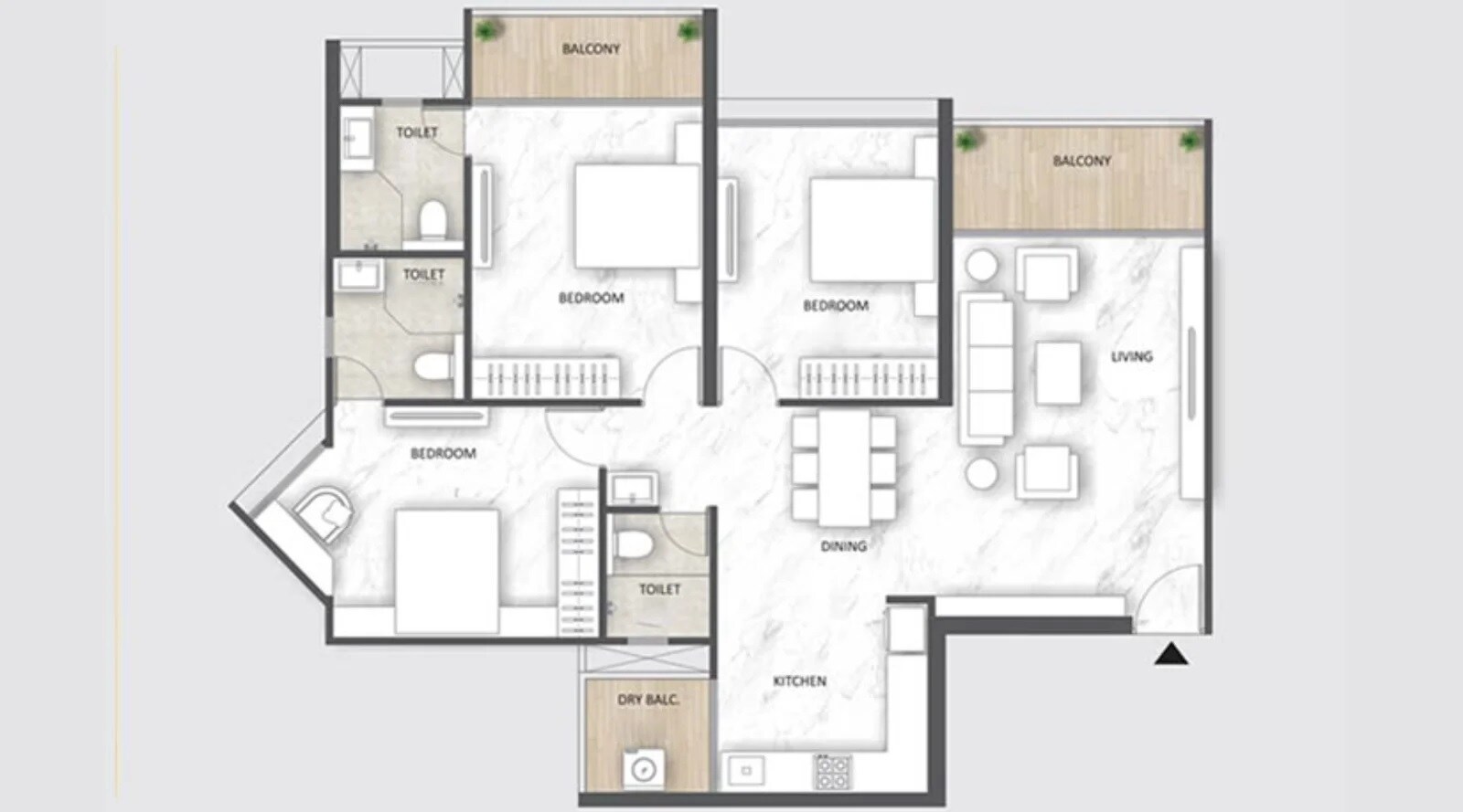 Other, mantra-melange 3 Bedroom 1098 Sq.Ft. Apartment In Kharadi Pune 9551961