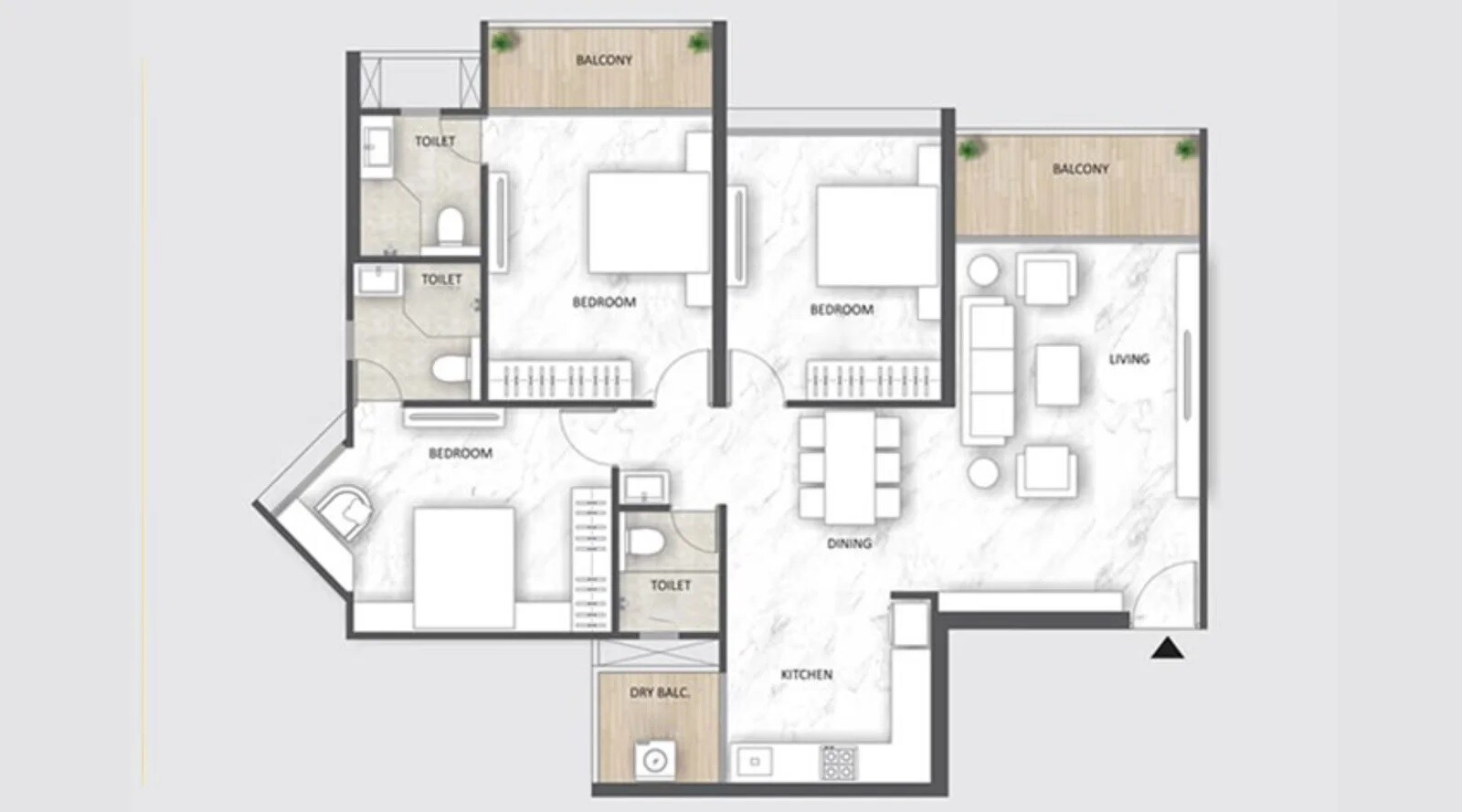 Other, mantra-melange 3 Bedroom 1177 Sq.Ft. Apartment In Kharadi Pune 9552080