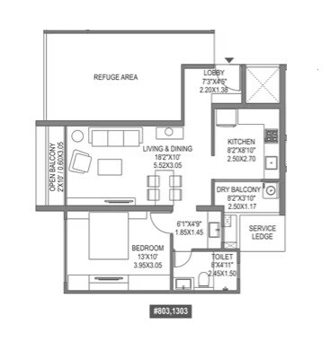 1 BHK 588 Sq. Ft. Apartment